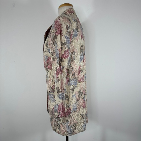Michael K Co. Tapastry Pink Floral Paisley One Button Blazer Jacket Silky Size M - Picture 8 of 14